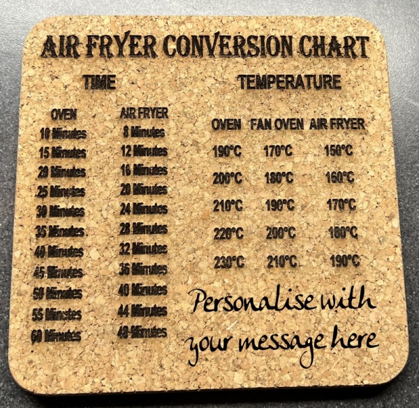Personalised Cork Pot Stand Trivet With Air Fryer Conversion Chart